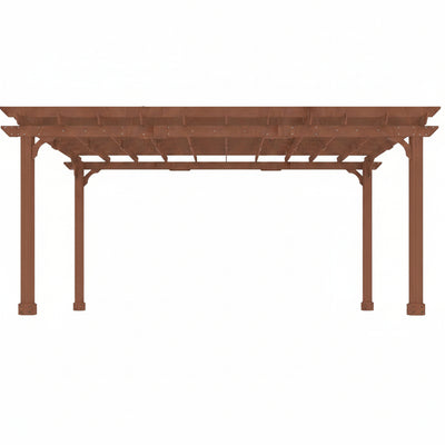 12X16 FT All Cedar Wood Wooden Pergola, Pergola Kit with Stakes, Quality Wood Supported Structure, Snow and Wind Supported, Outdoor Garden Shelter with Cedar Framed for Backyard, Deck, Lawn