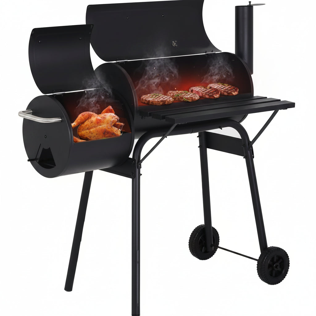 Charcoal Grills 43-Inch Outdoor Grill,Multiple People BBQ Grill with Double Grill Mesh Design,Smoker Grill for Camping,Outdoor Backyard,Patio and Parties,Black