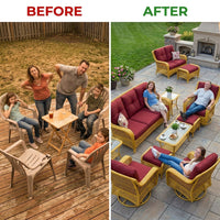 Outdoor Furniture Set: 11 PCS Patio Furniture Set with Outdoor Swivel Rocker Patio Chairs, Yellow/Red — Before & After