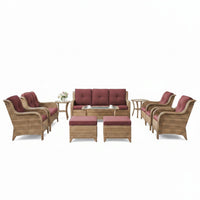 Outdoor Patio Furniture Set Built for Comfort, 11 Pieces, Swivel Rocker Chairs, Hand-Woven Rattan